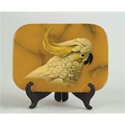 OIL ON STONE OF WHITE PARROT