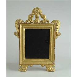 SMALL CONTINENTAL GILT WOOD CARVED MIRROR