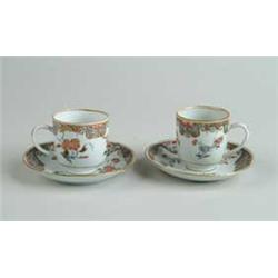 PAIR OF ORIENTAL EXPORT CUPS AND SAUCERS