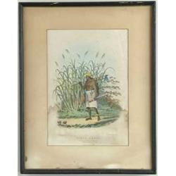 FRAMED LITHOGRAPH “FIELD NEGRO (SUGAR CANE IN THE BACKGROUND)”