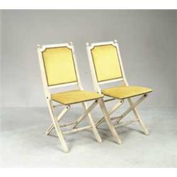 SET OF NINE FOLDING UPHOLSTERED WOOD FRAMED CHAIRS