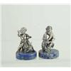 Image 1 : PAIR OF SILVER PLATED FIGURES ON LAPIS BASES