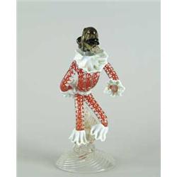 ITALIAN COLORED GLASS DANCING JESTER FIGURINE