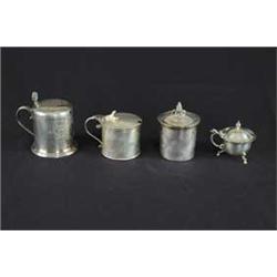 LOT OF FOUR SILVER MUSTARD POTS