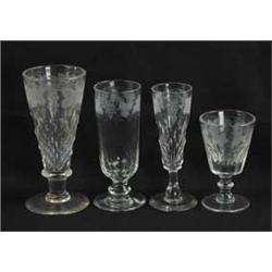EIGHTEEN PIECES OF ETCHED STEMWARE