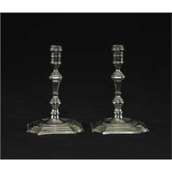 MINIATURE PAIR OF SILVER PLATED 17TH C STYLE CANDLESTICKS