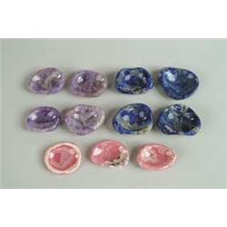 THREE BOXED SETS OF DECORATIVE STONE DISHES