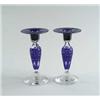 Image 1 : CUT BLUE TO CLEAR BOHEMIAN TYPE GLASS CANDLESTICKS