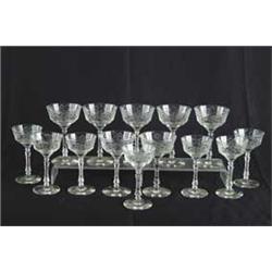 SET OF FOURTEEN CUT CRYSTAL WINE GLASSES
