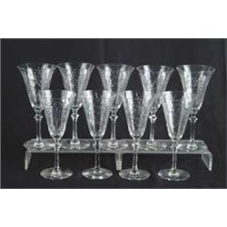 SET OF NINE CUT CRYSTAL WINE GLASSES  