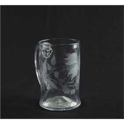 BLOWN & ENGRAVED GLASS MUG