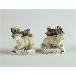 PAIR OF STAFFORDSHIRE SHEEP FIGURINES