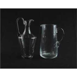 TWO BLOWN GLASS PITCHERS