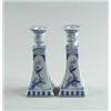 Image 1 : PAIR OF BLUE AND WHITE PORCELAIN CANDLESTICKS