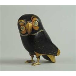 CARVED AND PAINTED WOOD OWL