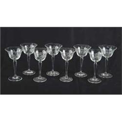 SET OF EIGHT CUT CRYSTAL SHERRY GLASSES