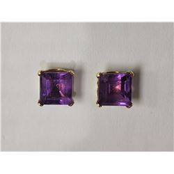 #2-14KT YELLOW GOLD AMETHYST EARRINGS