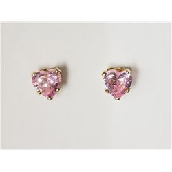 #4-14KT YELLOW GOLD PINK CUBIC ZIRCONIA HEART