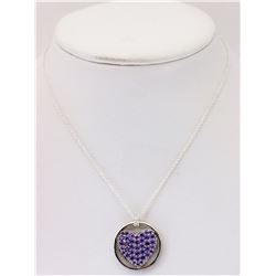 #6-STERLING SILVER CRYSTAL PURPLE HEART PENDANT