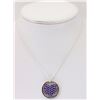 Image 1 : #6-STERLING SILVER CRYSTAL PURPLE HEART PENDANT