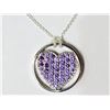 Image 2 : #6-STERLING SILVER CRYSTAL PURPLE HEART PENDANT