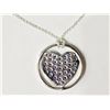 Image 3 : #6-STERLING SILVER CRYSTAL PURPLE HEART PENDANT