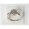 Image 2 : #8-STERLING SILVER 7 DIAMOND FLOWER SHAPED RING