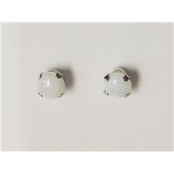 #9-10KT WHITE GOLD OPAL STUD EARRINGS