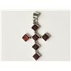 Image 1 : #11-STERLING SILVER GARNET CROSS SHAPED PENDANT