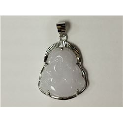 #13-STERLING SILVER JADE BUDDHA PENDANT