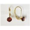 Image 2 : #18-14KT YELLOW GOLD GARNET EARRINGS