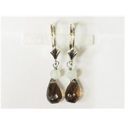 #23-STERLING SILVER SMOKEY QUARTZ BEAD EARRINGS