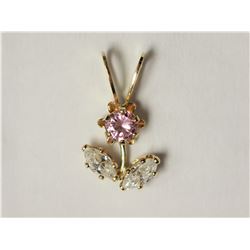#27-14KT YELLOW GOLD CUBIC ZIRCONIA FLOWER