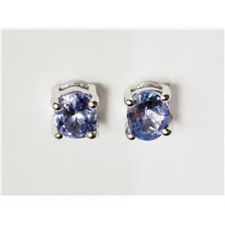 #29-STERLING SILVER TANZANITE STUD EARRINGS