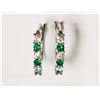 Image 1 : #35-STERLING SILVER SIMULATED EMERALD HOOP