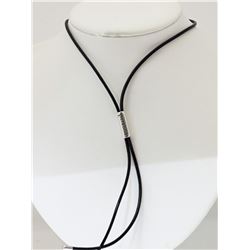 #42-PERSONA BLACK LEATHER LARIAT NECKLACE