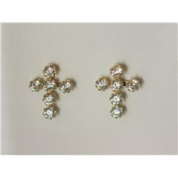 #46-14KT YELLOW GOLD CUBIC ZIRCONIA CROSS