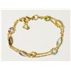 Image 1 : #49-STERLING SILVER GOLD PLATED GEMSTONE BRACELET