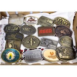 COLLECTION OF 17 OILFIELD AND TRUCKING BUCKLES