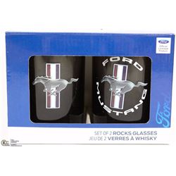 NEW SET OF TWO FORD MUSTANG ROCKS GLASSES