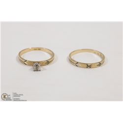 WOMENS 10K GOLD WITH DIAMONDS WEDDING BAND SET