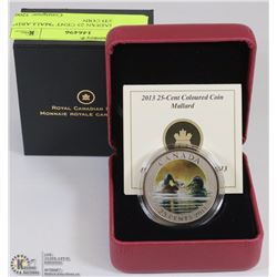 2013 CANADIAN 25 CENT "MALLARD" COLOURED COIN