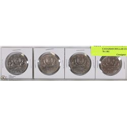 LOT OF 4 CANADIAN DOLLAR COINS YEARS 1978-1981