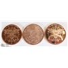 Image 1 : LOT OF 3 FINE COPPER (.999) TOKENS AZTEC CALENDAR