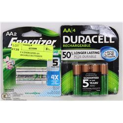 LOT OF 6 ENERGIZER AA RECHARGEABLE BATTERIES