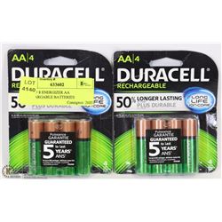 LOT OF 8 DURACELL AA RECHARGEABLE BATTERIES