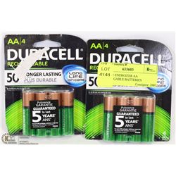 LOT OF 8 DURCELL AA RECHARGEABLE BATTERIES