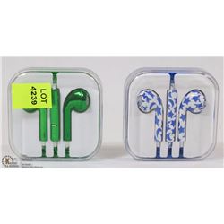 LOT OF 2 NEW EARBUD HEADPHONES WORKS WITH ANY