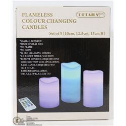 3PK REMOTE CONTROL PILLAR CANDLES