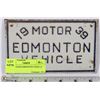 Image 1 : 1939 MOTOR EDMONTON VEHICLE PLATE